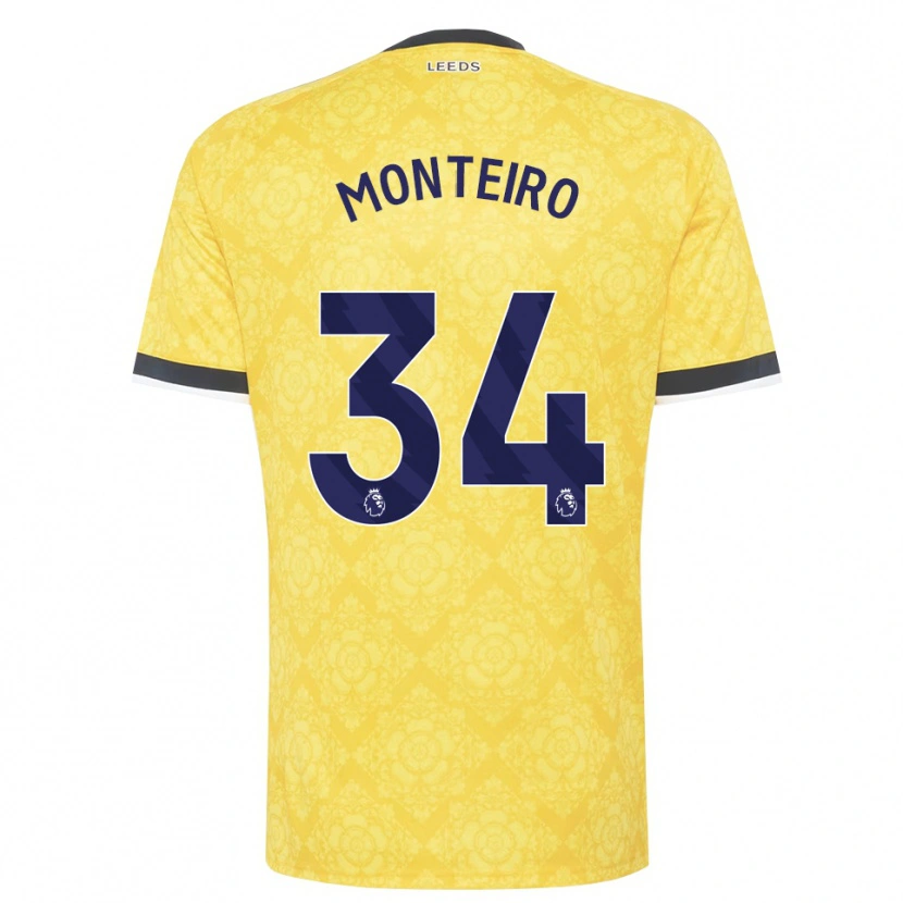 Danxen Män Diogo Monteiro #34 Gul Vit Svart Bortatröja Matchtröjor 2026/27 Tröjor T-Tröja