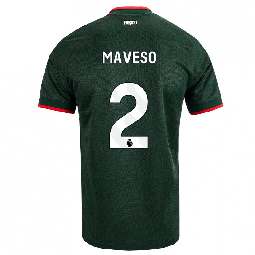 Danxen Män Jaydon Maveso #2 Mörk Grön Röd Bortatröja Matchtröjor 2026/27 Tröjor T-Tröja