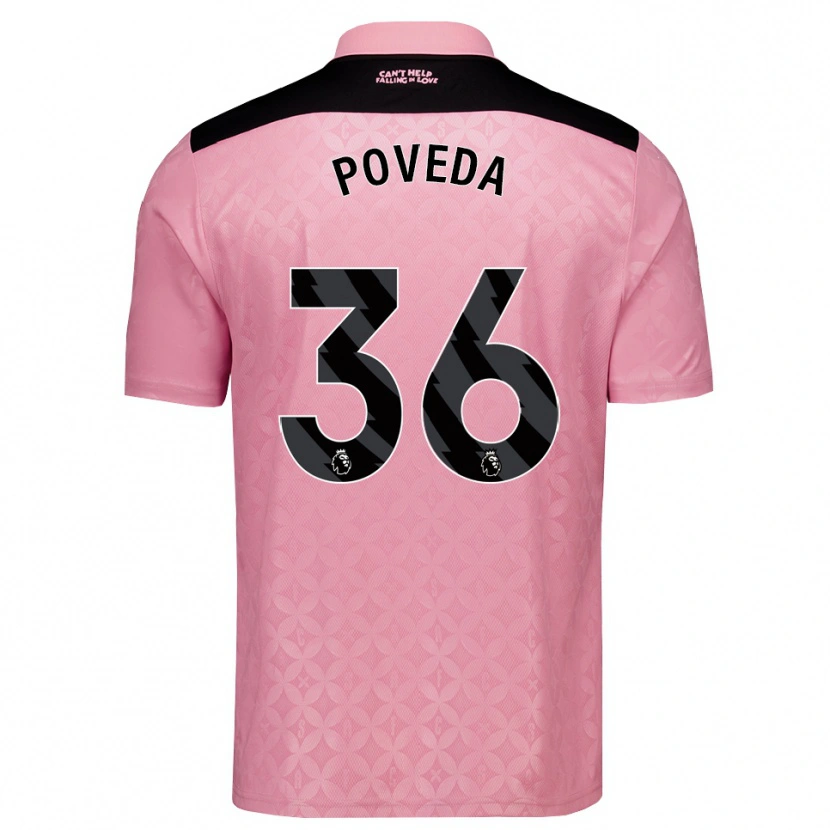 Danxen Män Ian Poveda #36 Ljusrosa Svart Bortatröja Matchtröjor 2026/27 Tröjor T-Tröja