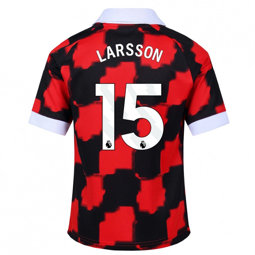 Danxen Män Hugo Larsson #15 Röd Vit Svart Bortatröja Matchtröjor 2026/27 Tröjor T-Tröja