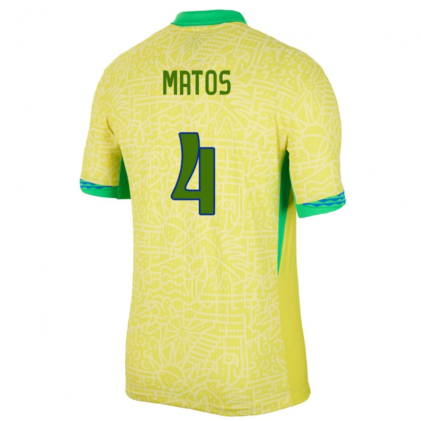 Danxen Barn Brasilien Ryan Matos #4 Gul Hemmatröja Matchtröjor 24-26 Tröjor T-Tröja