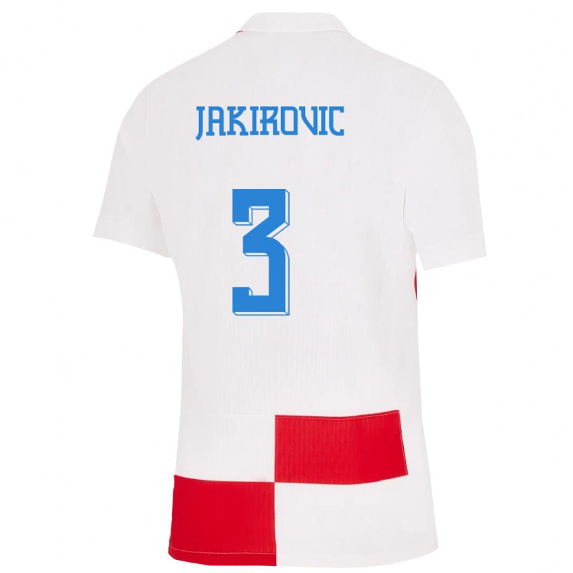 Danxen Barn Kroatien Leon Jakirovic #3 Vit Röd Hemmatröja Matchtröjor 24-26 Tröjor T-Tröja