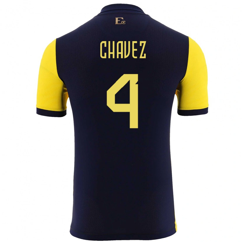 Danxen Barn Ecuador Jhoanner Chávez #4 Gul Hemmatröja Matchtröjor 24-26 Tröjor T-Tröja