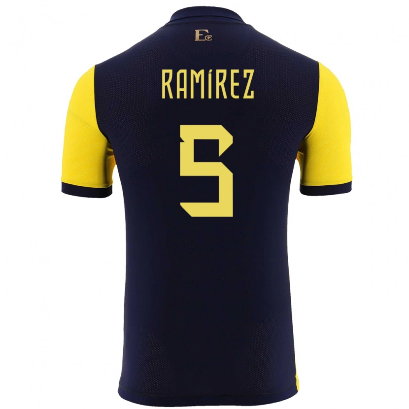 Danxen Barn Ecuador Cristian Ramírez #5 Gul Hemmatröja Matchtröjor 24-26 Tröjor T-Tröja