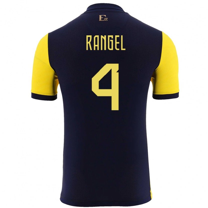 Danxen Barn Ecuador Álex Rangel #4 Gul Hemmatröja Matchtröjor 24-26 Tröjor T-Tröja