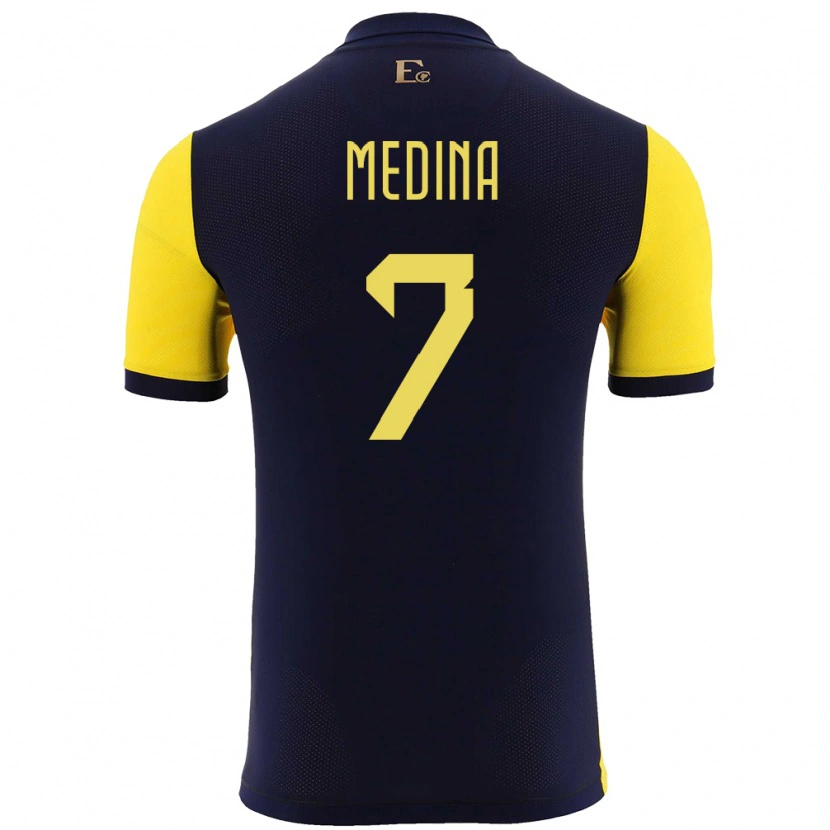 Danxen Barn Ecuador Yaimar Medina #7 Gul Hemmatröja Matchtröjor 24-26 Tröjor T-Tröja