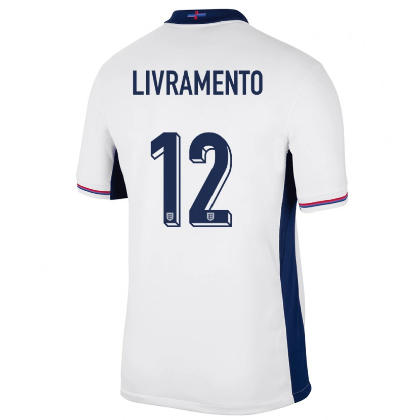 Danxen Barn England Tino Livramento #12 Vit Hemmatröja Matchtröjor 24-26 Tröjor T-Tröja