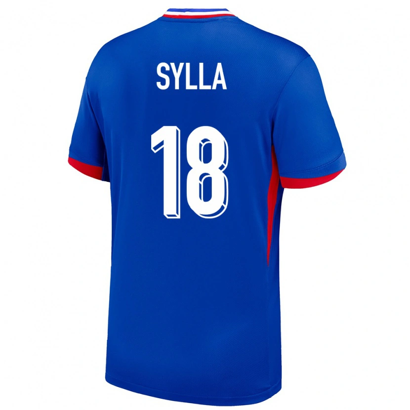 Danxen Barn Frankrike Fodé Sylla #18 Blå Hemmatröja Matchtröjor 24-26 Tröjor T-Tröja