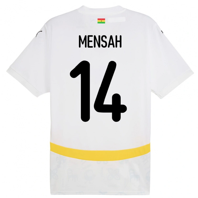 Danxen Barn Ghana Gideon Mensah #14 Vit Hemmatröja Matchtröjor 24-26 Tröjor T-Tröja