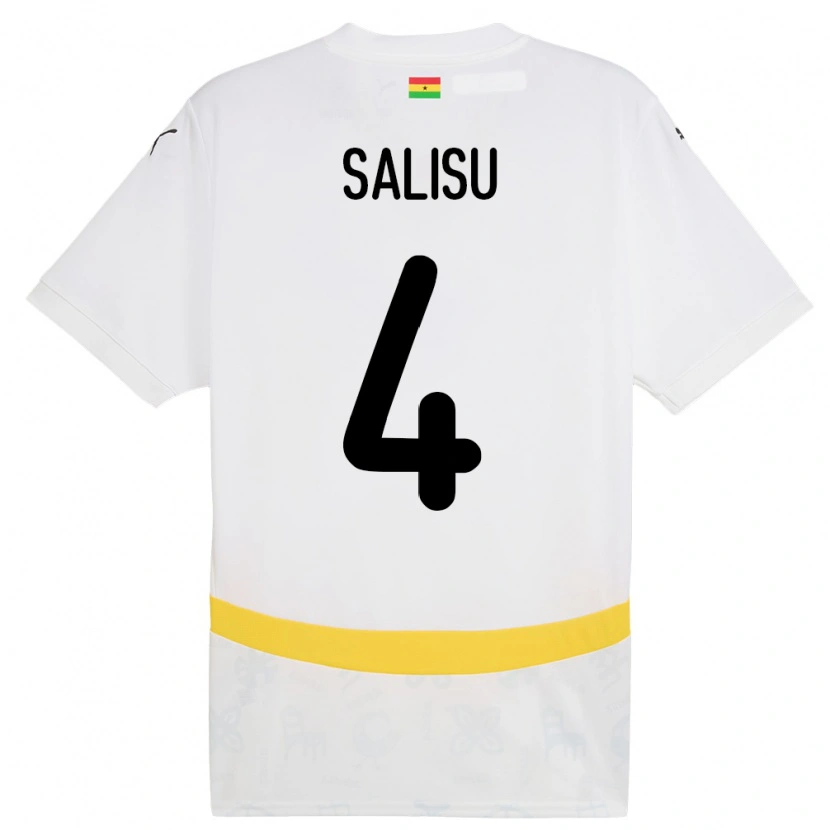 Danxen Barn Ghana Mohammed Salisu #4 Vit Hemmatröja Matchtröjor 24-26 Tröjor T-Tröja