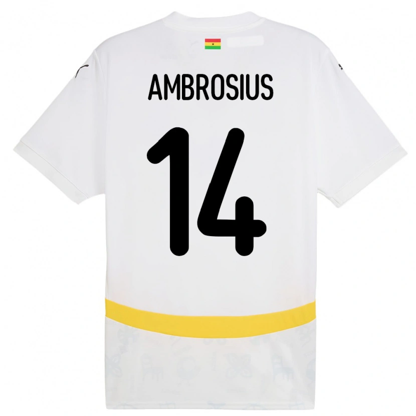 Danxen Barn Ghana Stephan Ambrosius #14 Vit Hemmatröja Matchtröjor 24-26 Tröjor T-Tröja