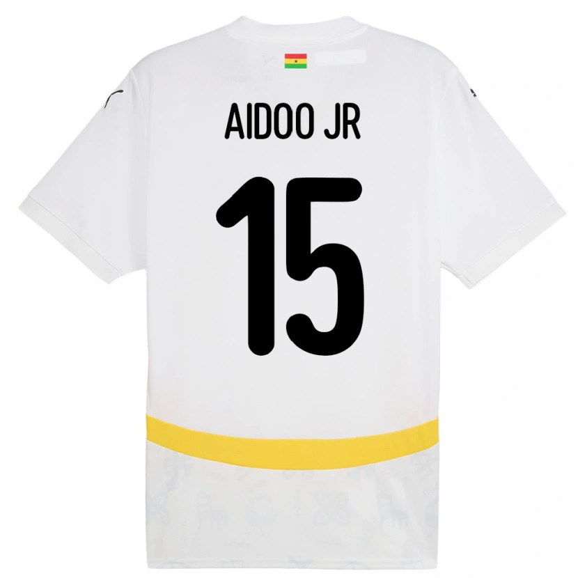 Danxen Barn Ghana Joseph Aidoo #15 Vit Hemmatröja Matchtröjor 24-26 Tröjor T-Tröja