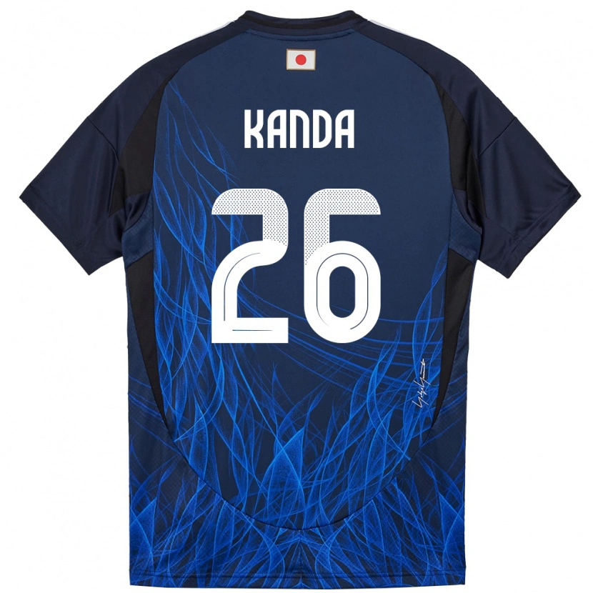 Danxen Barn Japan Hiroto Kanda #26 Mörkblå Hemmatröja Matchtröjor 24-26 Tröjor T-Tröja