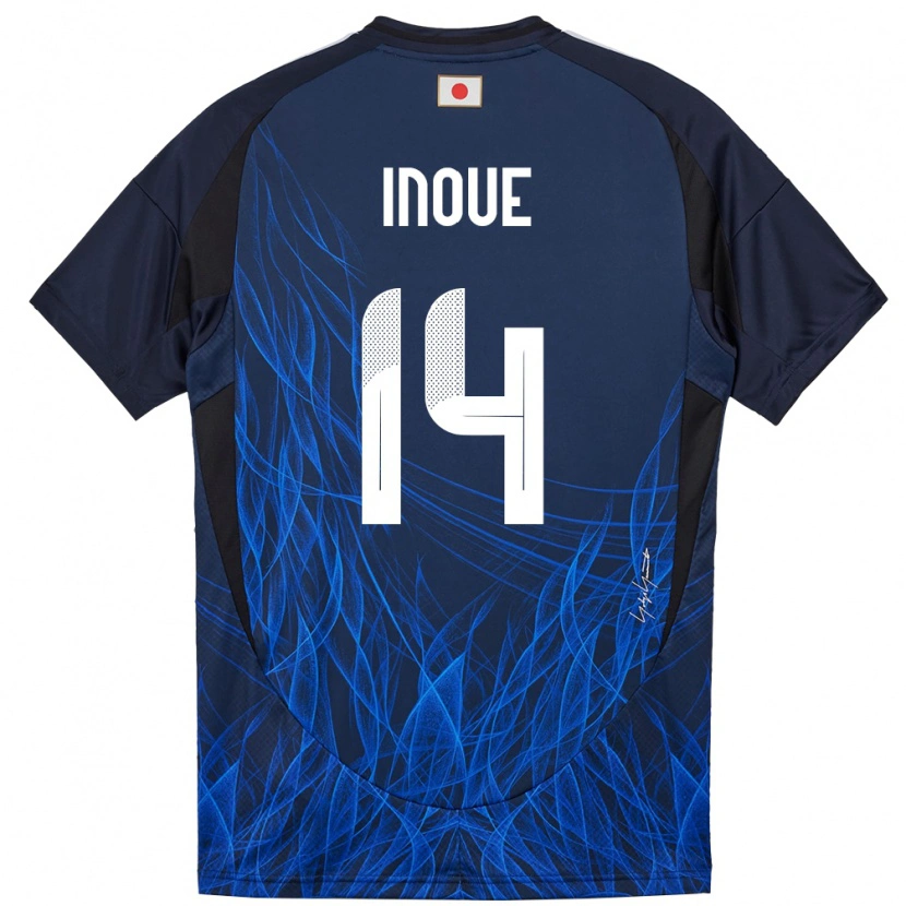 Danxen Barn Japan Ayaka Inoue #14 Mörkblå Hemmatröja Matchtröjor 24-26 Tröjor T-Tröja