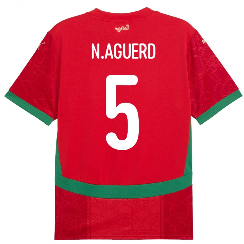 Danxen Barn Marocko Nayef Aguerd #5 Röd Hemmatröja Matchtröjor 24-26 Tröjor T-Tröja
