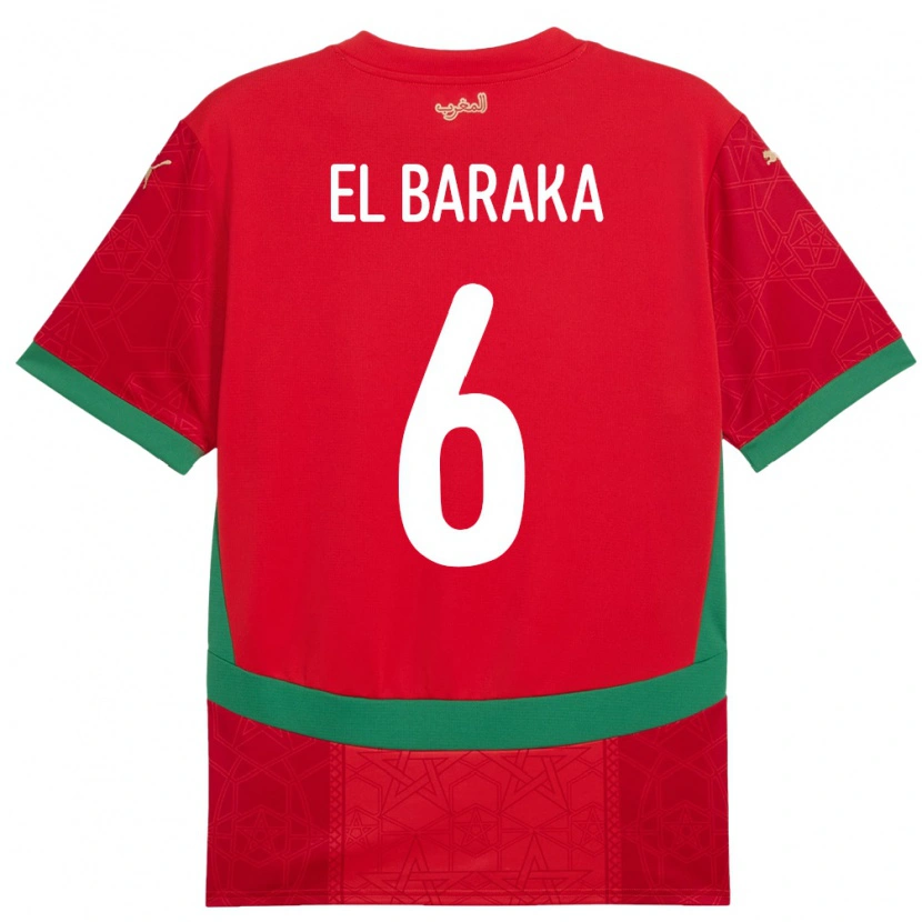 Danxen Barn Marocko Jibril El Baraka #6 Röd Hemmatröja Matchtröjor 24-26 Tröjor T-Tröja