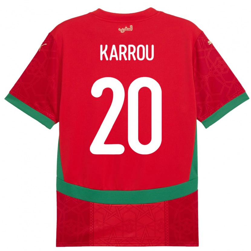 Danxen Barn Marocko Mohamed Karrou #20 Röd Hemmatröja Matchtröjor 24-26 Tröjor T-Tröja
