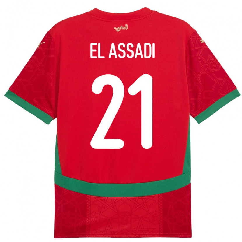 Danxen Barn Marocko Othmane El Assadi #21 Röd Hemmatröja Matchtröjor 24-26 Tröjor T-Tröja