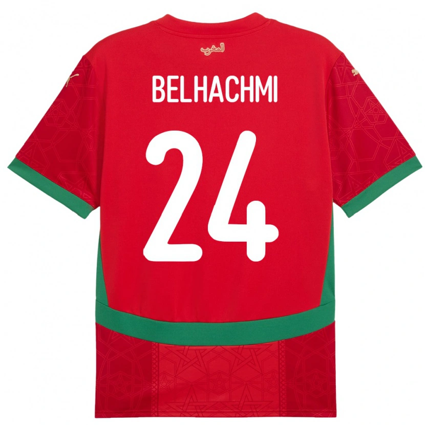 Danxen Barn Marocko Yahya Belhachmi #24 Röd Hemmatröja Matchtröjor 24-26 Tröjor T-Tröja