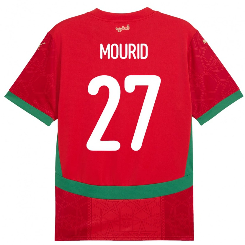Danxen Barn Marocko Aymane Mourid #27 Röd Hemmatröja Matchtröjor 24-26 Tröjor T-Tröja