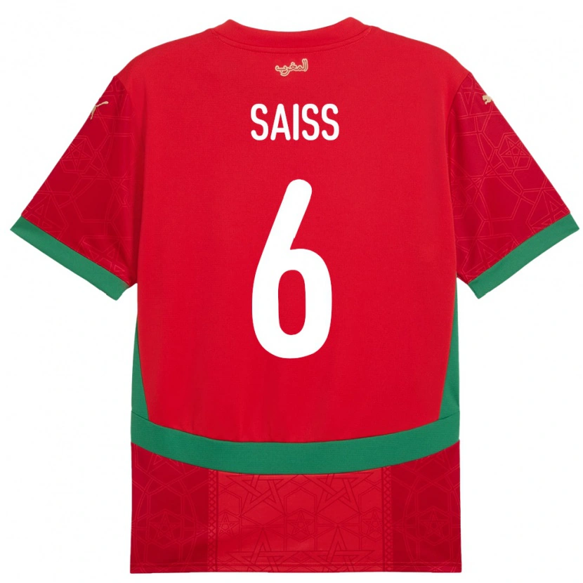 Danxen Barn Marocko Romain Saiss #6 Röd Hemmatröja Matchtröjor 24-26 Tröjor T-Tröja