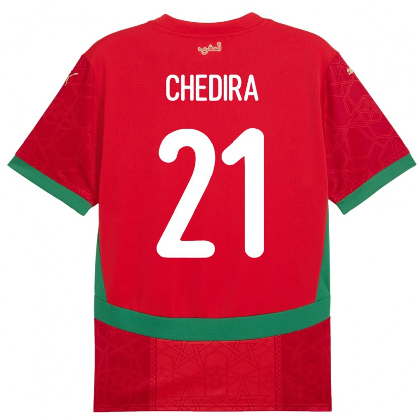 Danxen Barn Marocko Walid Chedira #21 Röd Hemmatröja Matchtröjor 24-26 Tröjor T-Tröja