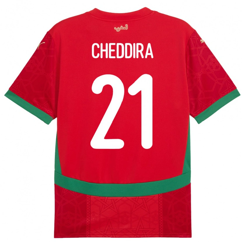 Danxen Barn Marocko Walid Cheddira #21 Röd Hemmatröja Matchtröjor 24-26 Tröjor T-Tröja