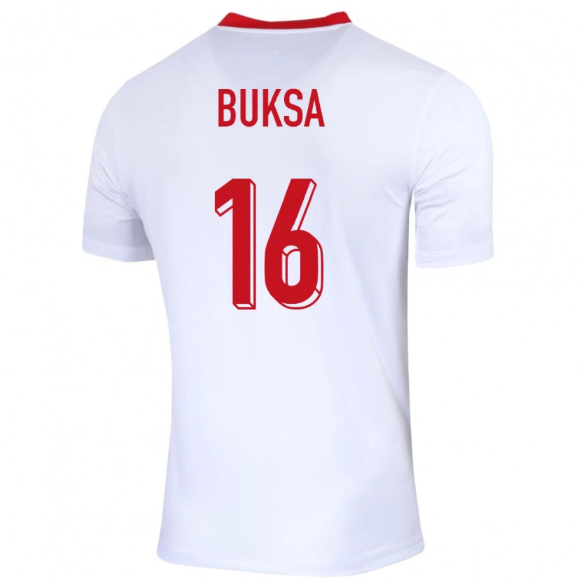 Danxen Barn Polen Adam Buksa #16 Vit Hemmatröja Matchtröjor 24-26 Tröjor T-Tröja