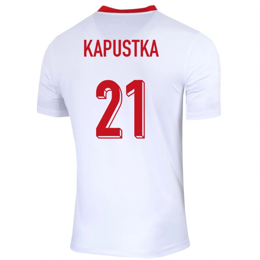 Danxen Barn Polen Bartosz Kapustka #21 Vit Hemmatröja Matchtröjor 24-26 Tröjor T-Tröja