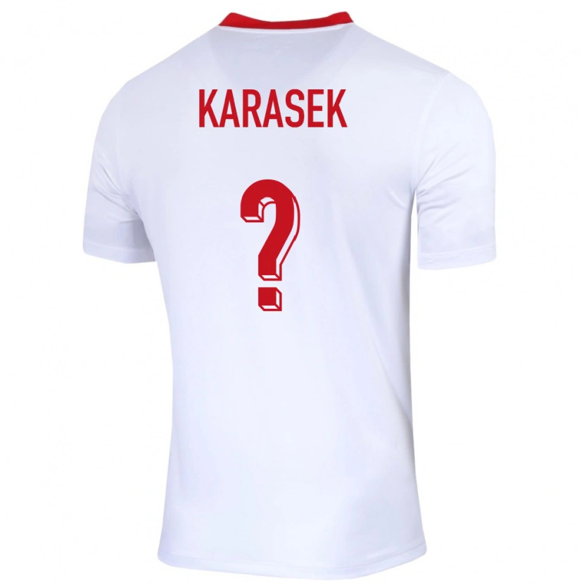 Danxen Barn Polen Kacper Karasek #0 Vit Hemmatröja Matchtröjor 24-26 Tröjor T-Tröja