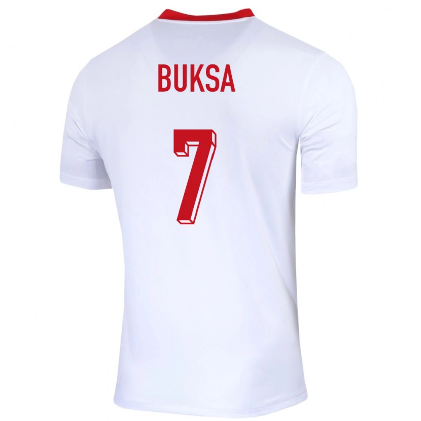 Danxen Barn Polen Aleksander Buksa #7 Vit Hemmatröja Matchtröjor 24-26 Tröjor T-Tröja