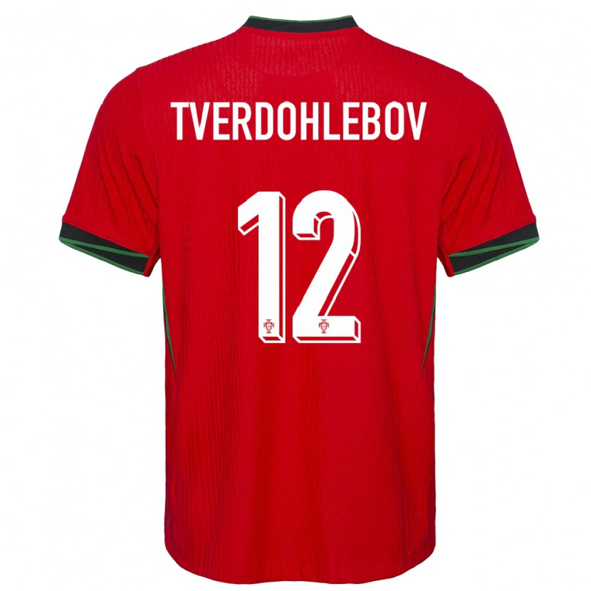 Danxen Barn Portugal Alex Tverdohlebov #12 Röd Hemmatröja Matchtröjor 24-26 Tröjor T-Tröja