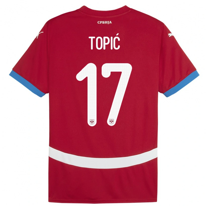 Danxen Barn Serbien Mirko Topić #17 Röd Hemmatröja Matchtröjor 24-26 Tröjor T-Tröja