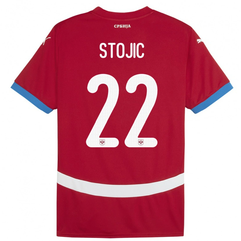 Danxen Barn Serbien Nemanja Stojic #22 Röd Hemmatröja Matchtröjor 24-26 Tröjor T-Tröja