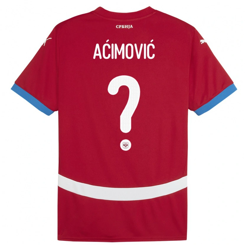 Danxen Barn Serbien Dimitrije Aćimović #0 Röd Hemmatröja Matchtröjor 24-26 Tröjor T-Tröja