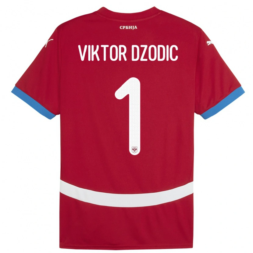 Danxen Barn Serbien Viktor Dzodic #1 Röd Hemmatröja Matchtröjor 24-26 Tröjor T-Tröja
