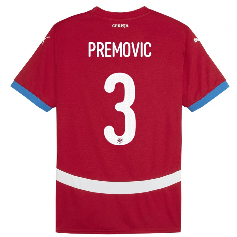Danxen Barn Serbien Relja Premovic #3 Röd Hemmatröja Matchtröjor 24-26 Tröjor T-Tröja