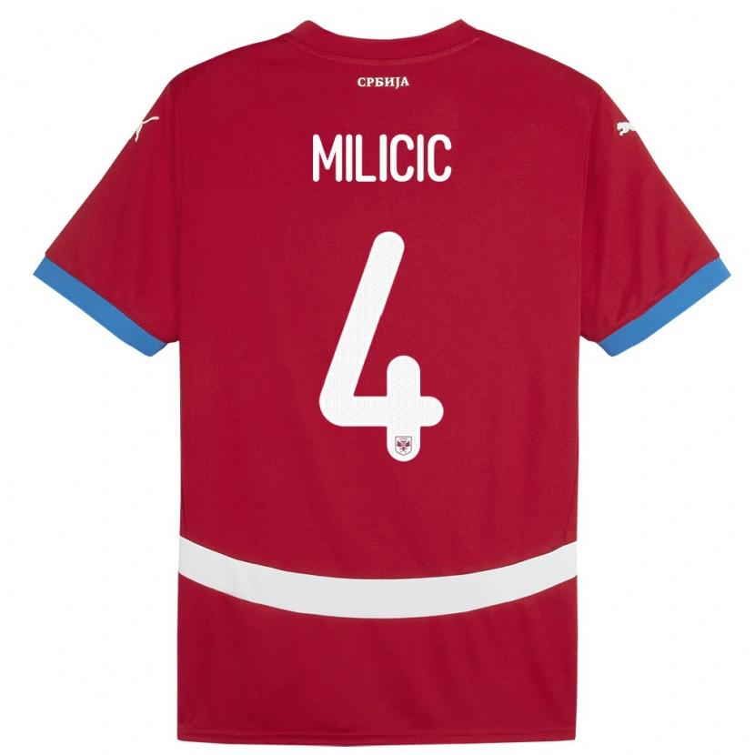 Danxen Barn Serbien Nikola Milicic #4 Röd Hemmatröja Matchtröjor 24-26 Tröjor T-Tröja