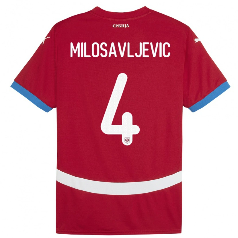 Danxen Barn Serbien Veljko Milosavljevic #4 Röd Hemmatröja Matchtröjor 24-26 Tröjor T-Tröja
