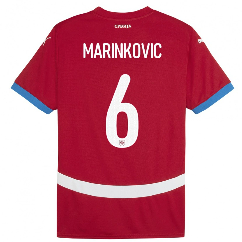 Danxen Barn Serbien Vojin Marinkovic #6 Röd Hemmatröja Matchtröjor 24-26 Tröjor T-Tröja