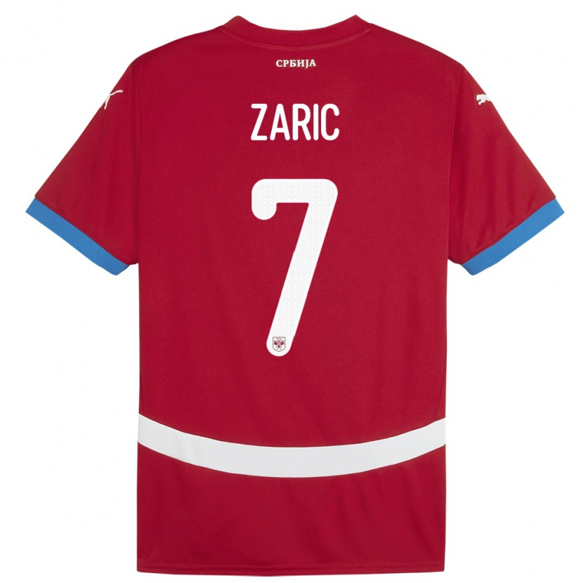 Danxen Barn Serbien Luka Zaric #7 Röd Hemmatröja Matchtröjor 24-26 Tröjor T-Tröja