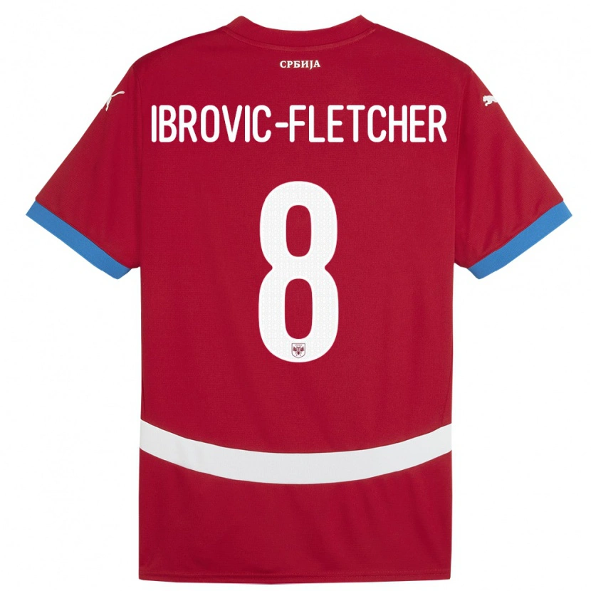 Danxen Barn Serbien Edward Ibrovic-Fletcher #8 Röd Hemmatröja Matchtröjor 24-26 Tröjor T-Tröja