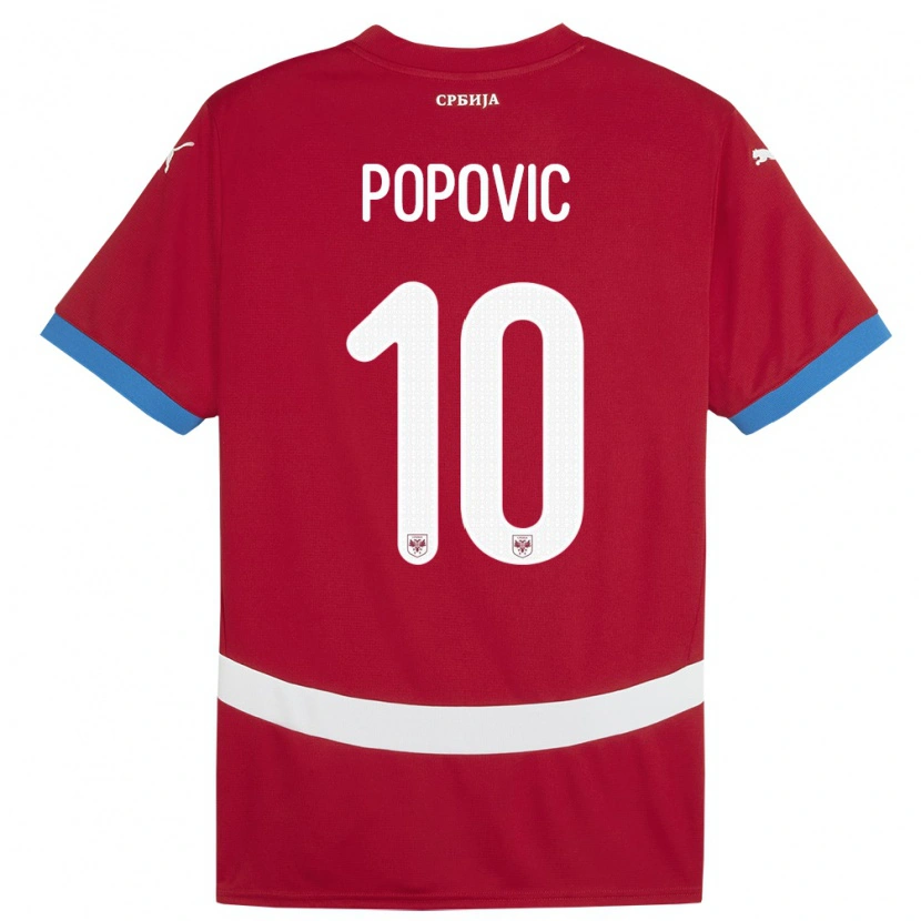 Danxen Barn Serbien Matija Popovic #10 Röd Hemmatröja Matchtröjor 24-26 Tröjor T-Tröja