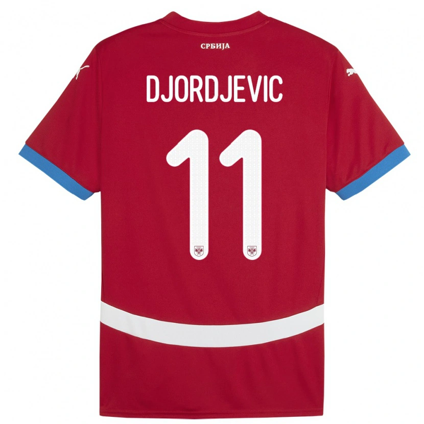Danxen Barn Serbien Uros Djordjevic #11 Röd Hemmatröja Matchtröjor 24-26 Tröjor T-Tröja