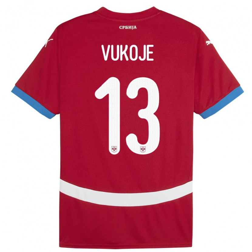 Danxen Barn Serbien Luka Vukoje #13 Röd Hemmatröja Matchtröjor 24-26 Tröjor T-Tröja