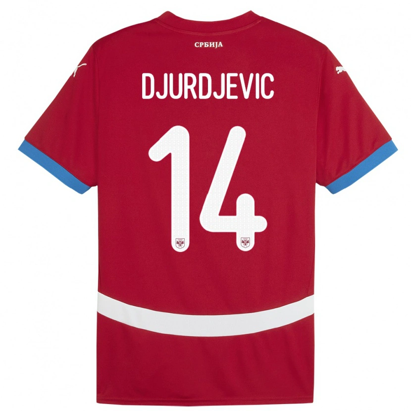 Danxen Barn Serbien Vukasin Djurdjevic #14 Röd Hemmatröja Matchtröjor 24-26 Tröjor T-Tröja