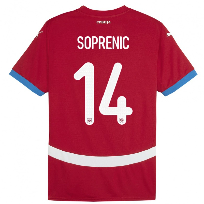 Danxen Barn Serbien Milos Soprenic #14 Röd Hemmatröja Matchtröjor 24-26 Tröjor T-Tröja