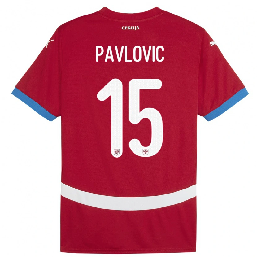 Danxen Barn Serbien Dusan Pavlovic #15 Röd Hemmatröja Matchtröjor 24-26 Tröjor T-Tröja