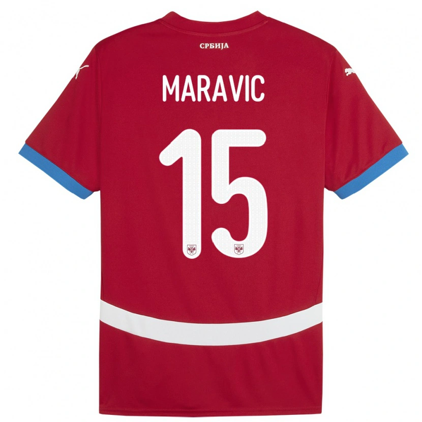 Danxen Barn Serbien Mateo Maravic #15 Röd Hemmatröja Matchtröjor 24-26 Tröjor T-Tröja