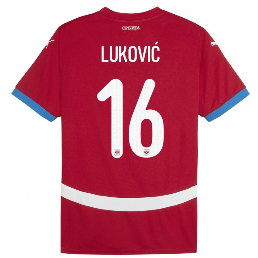Danxen Barn Serbien Milos Lukovic #16 Röd Hemmatröja Matchtröjor 24-26 Tröjor T-Tröja